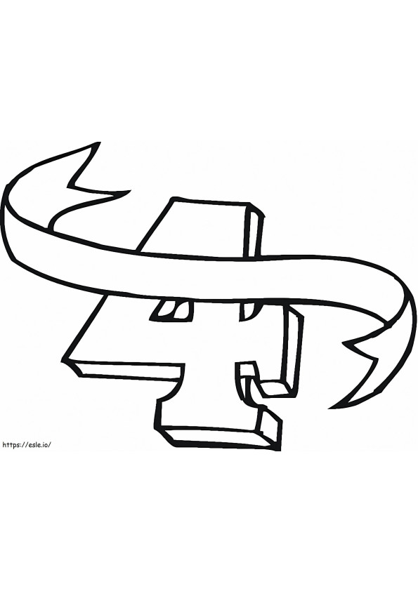 Ribbon Number 4 coloring page