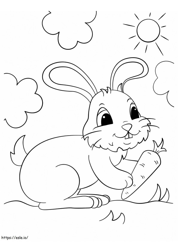 Rabbit Having A Carrot In Hand Cartoon Style coloring page