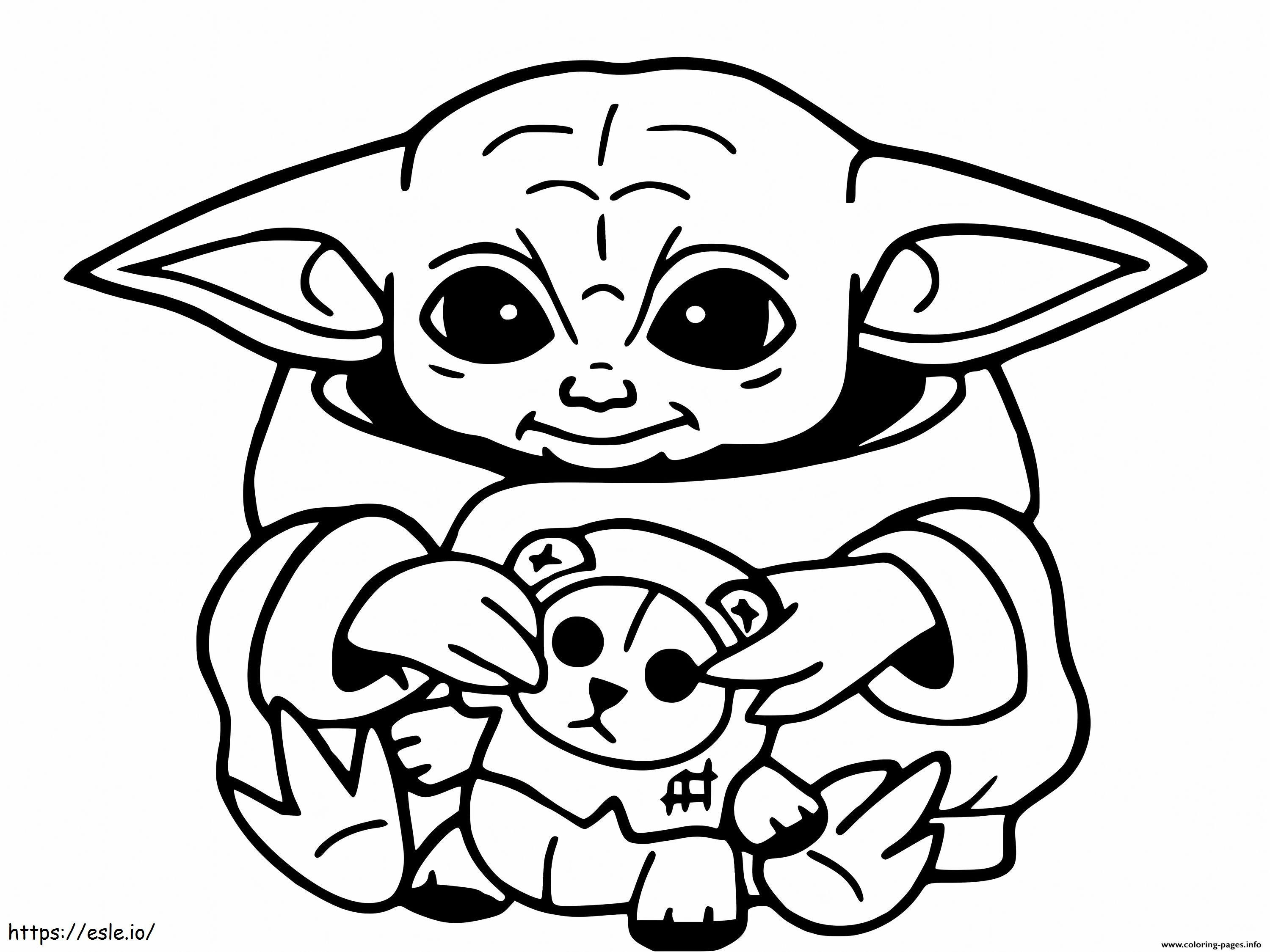 Baby Yoda And Toys coloring page