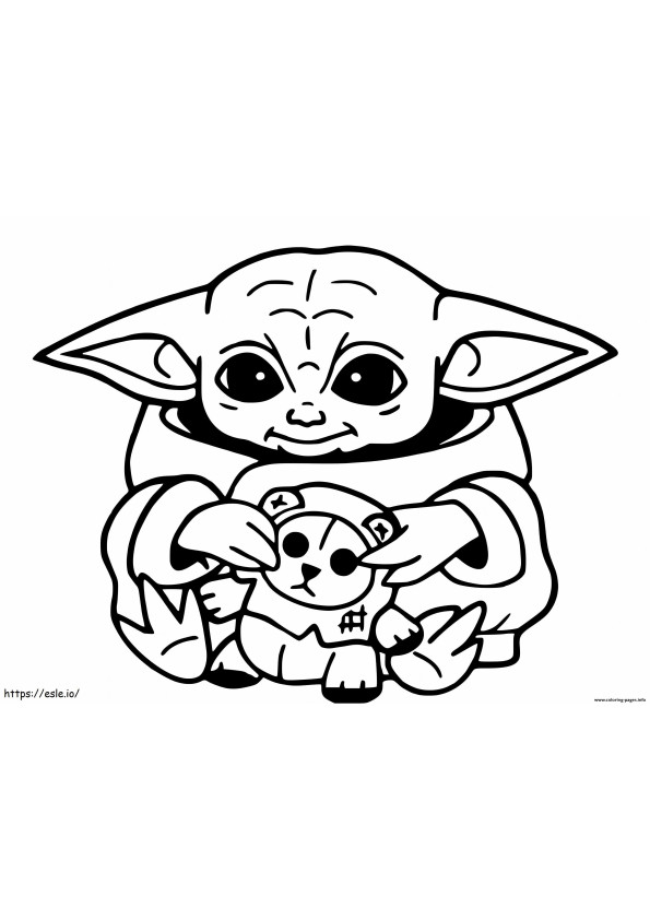 Vauva Yoda ja lelut värityskuva