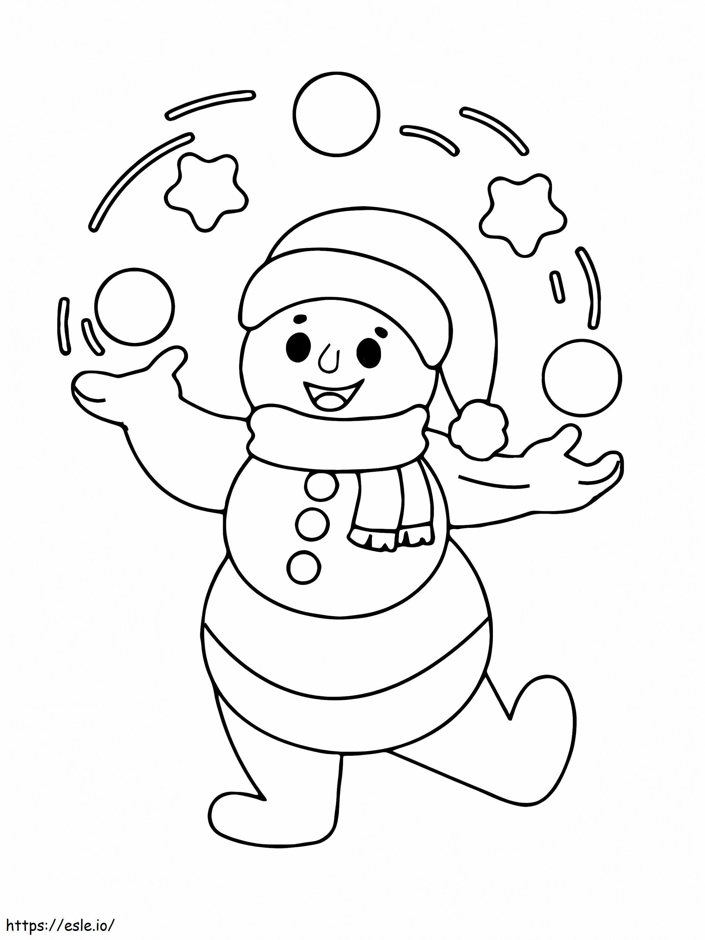 Omul de zăpadă jucăuș de colorat