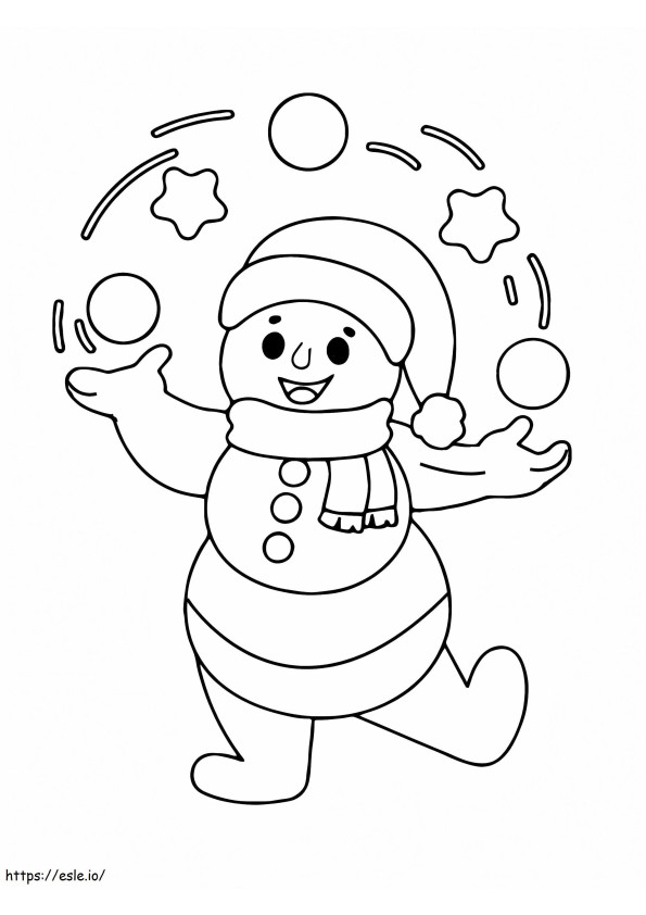 Omul de zăpadă jucăuș de colorat