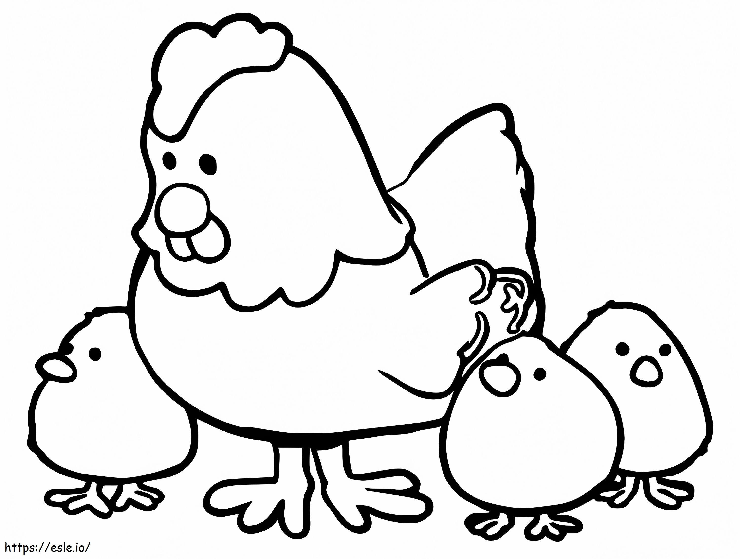 1570526950 鶏とひよこの漫画 ぬりえ - 塗り絵