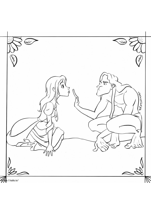 Coloriage Tarzan et Jane s'amusent à imprimer dessin
