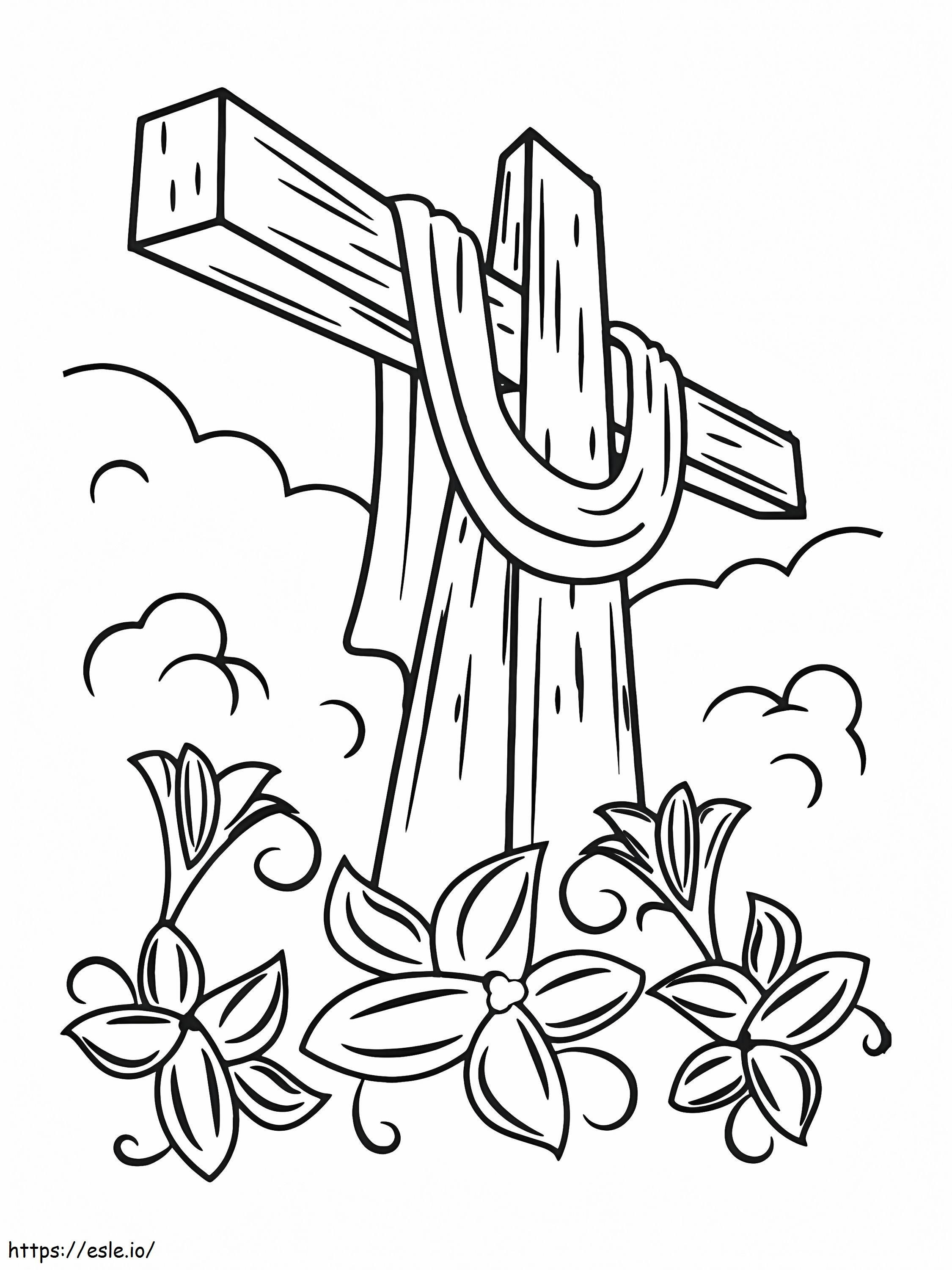 Wielkanocny Święty Krzyż kolorowanka