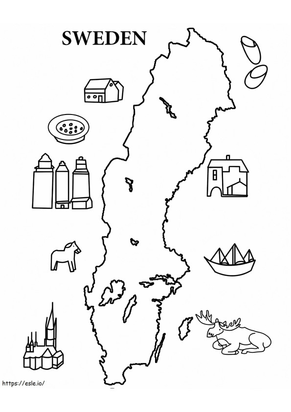 Schwedens Karte ausmalbilder