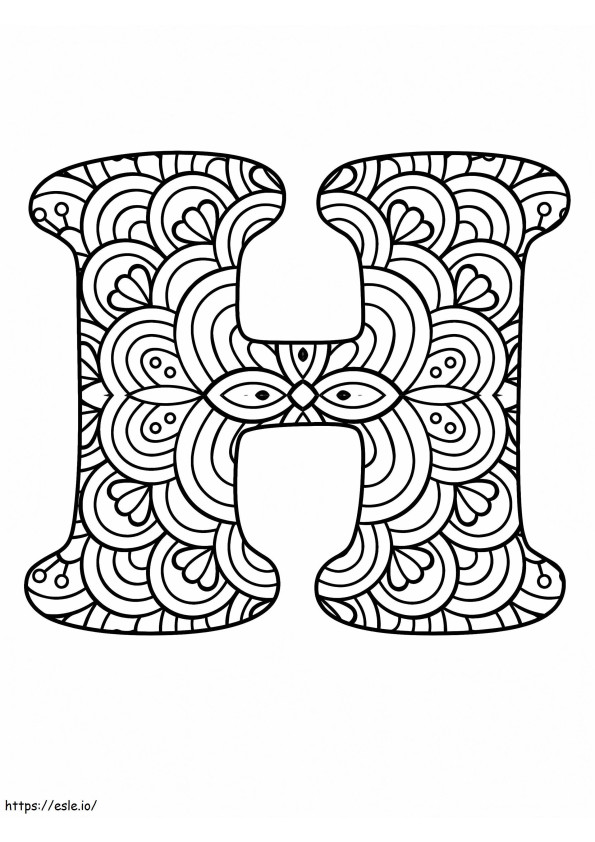 Letra H Mandala Alfabeto para colorir
