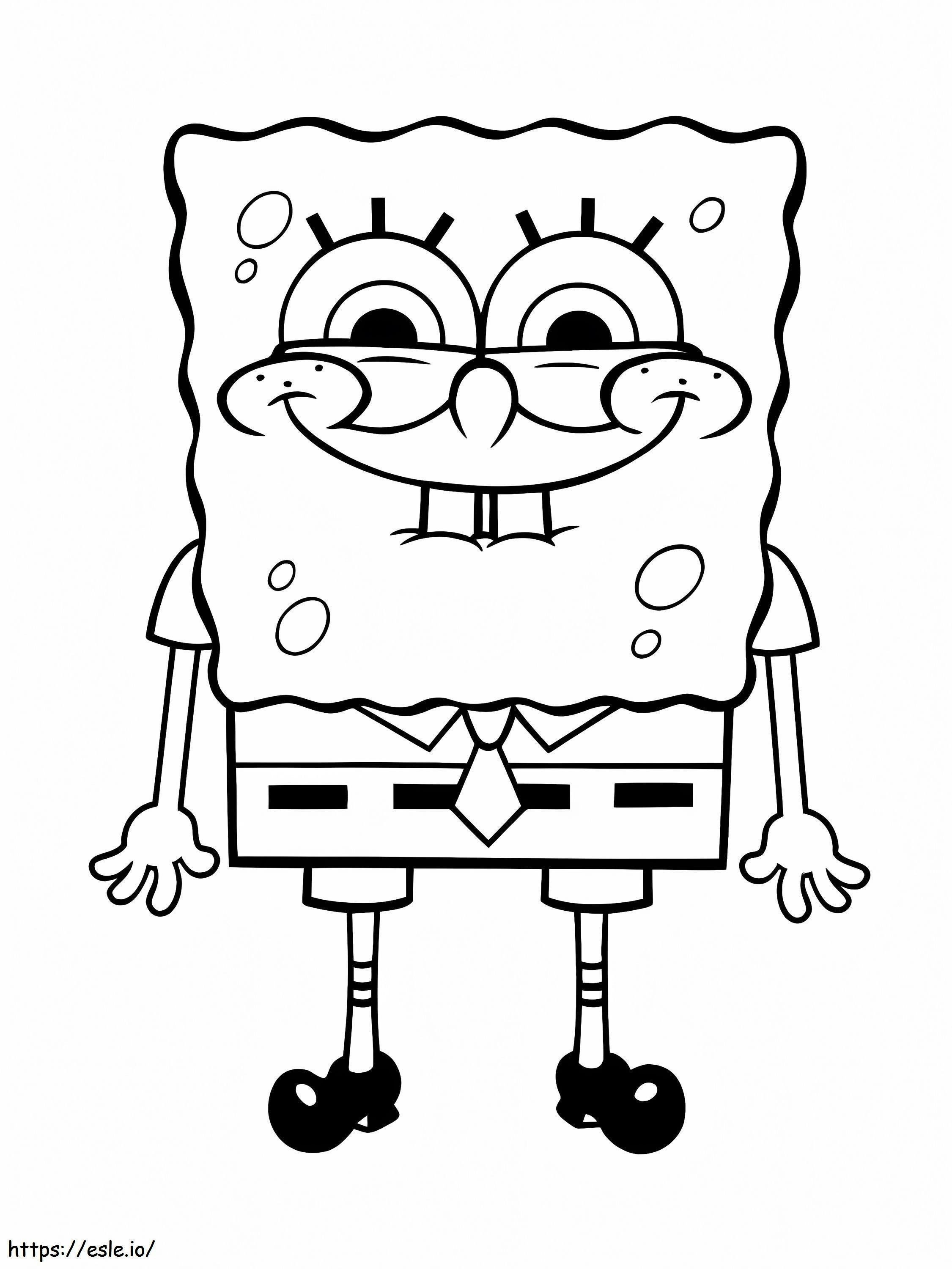 Bob Esponja com sorriso engraçado para colorir