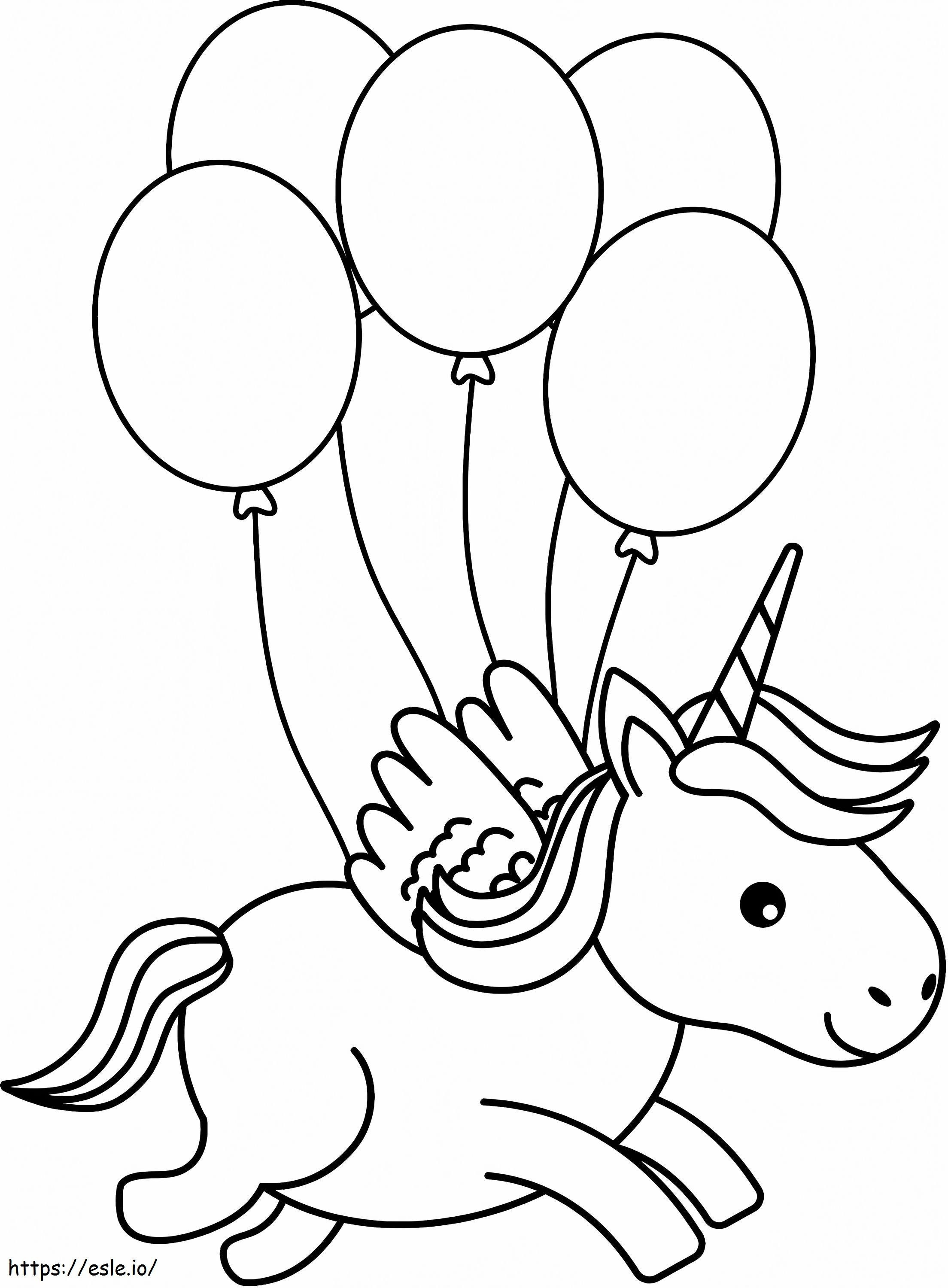 1563411384 Kleine eenhoorn met ballonnen, A4 kleurplaat kleurplaat