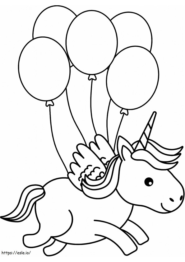 1563411384 Micul Unicorn Cu Baloane A4 de colorat