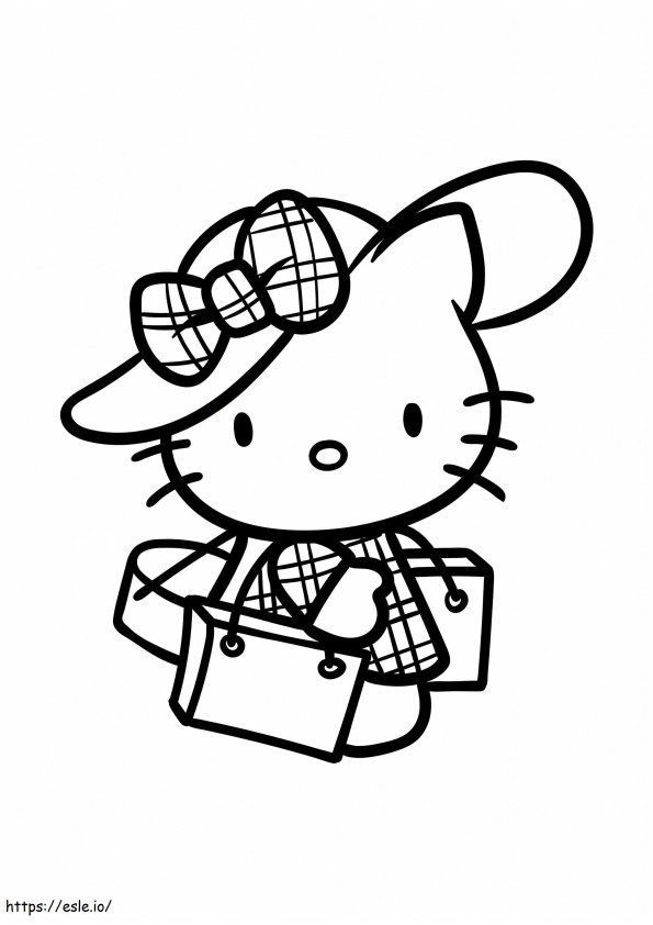 Hello Kitty Shopping coloring page