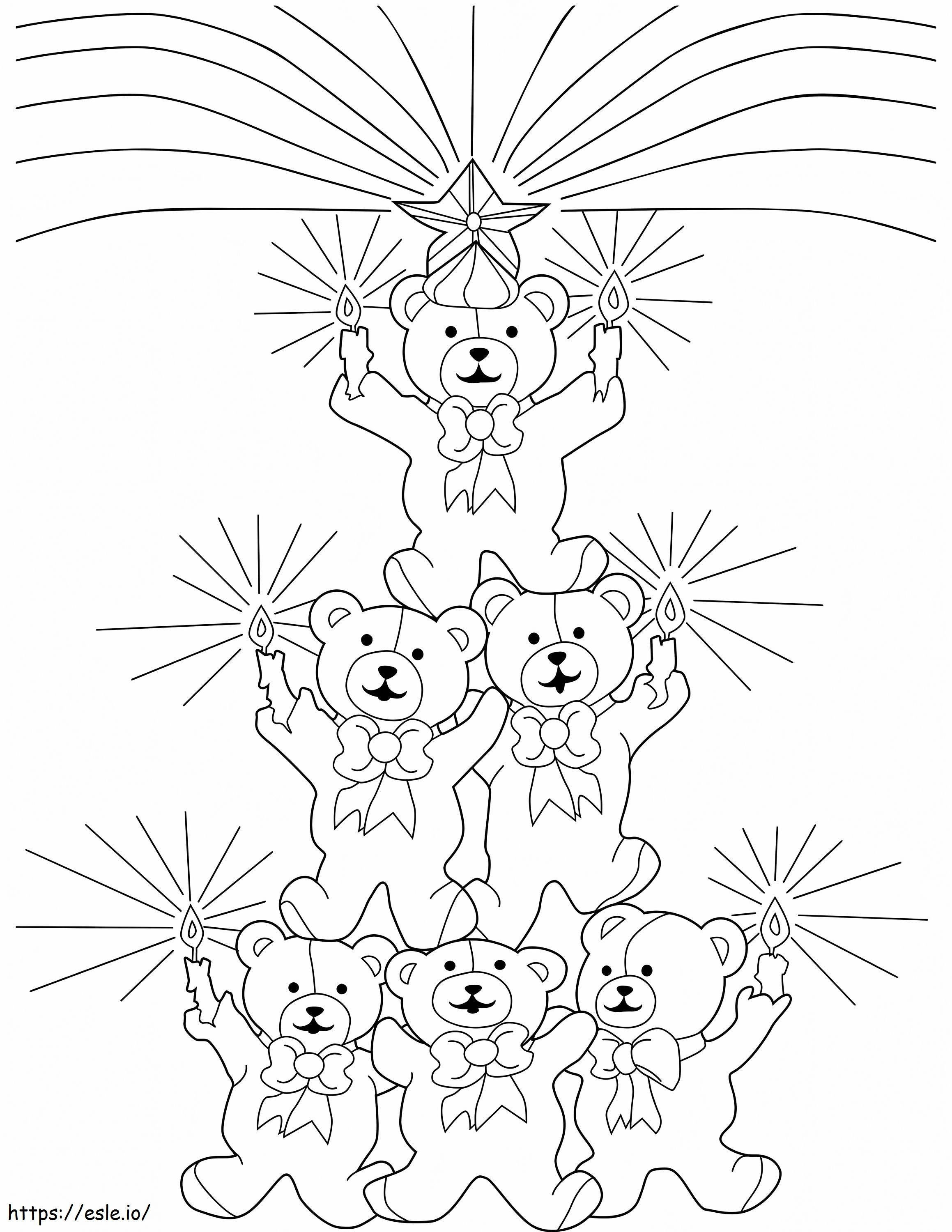 Boneka Beruang Pohon Natal Gambar Mewarnai