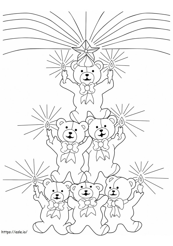 Christmas Tree Teddy Bears coloring page