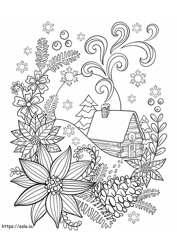 Cabin In The Snow coloring page
