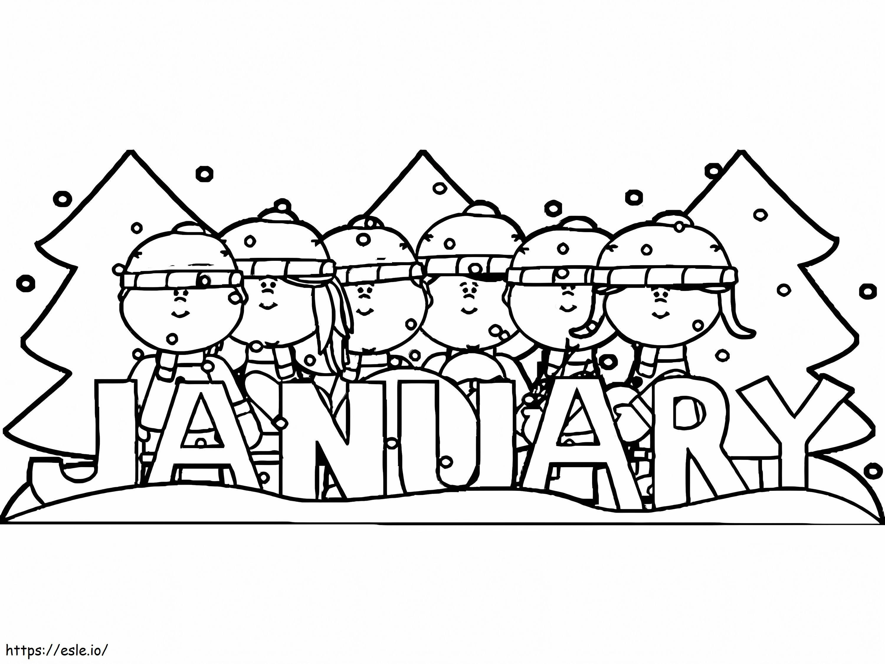Children January coloring page