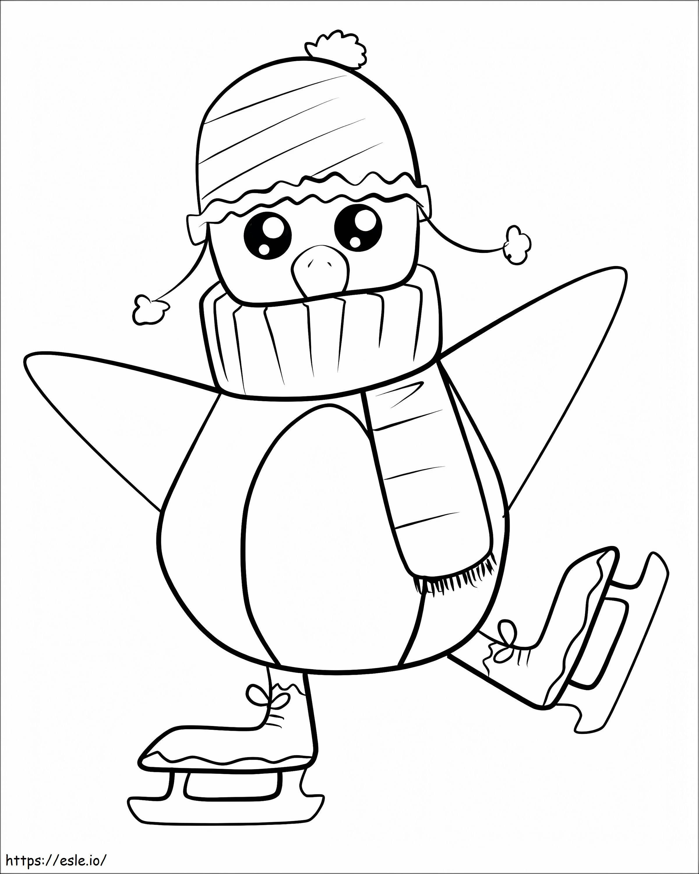 Pingwin na łyżwach kolorowanka