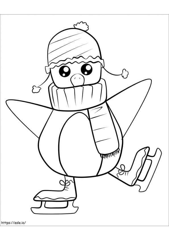 ペンギンのアイススケート ぬりえ - 塗り絵
