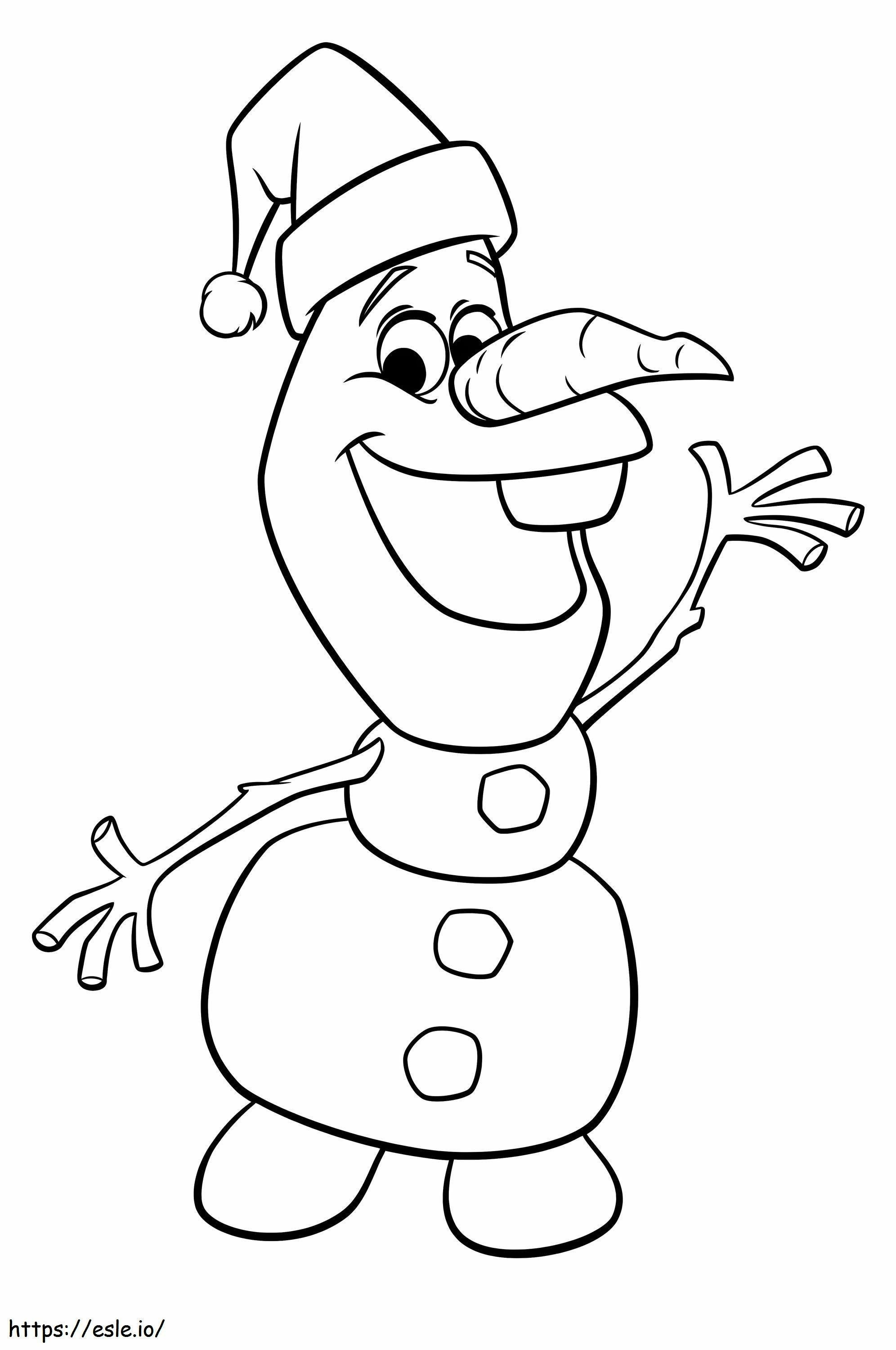 Olaf With Christmas Hat coloring page