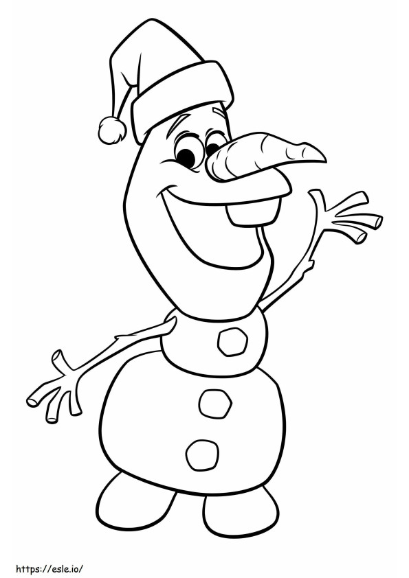 Olaf jouluhatun kanssa värityskuva