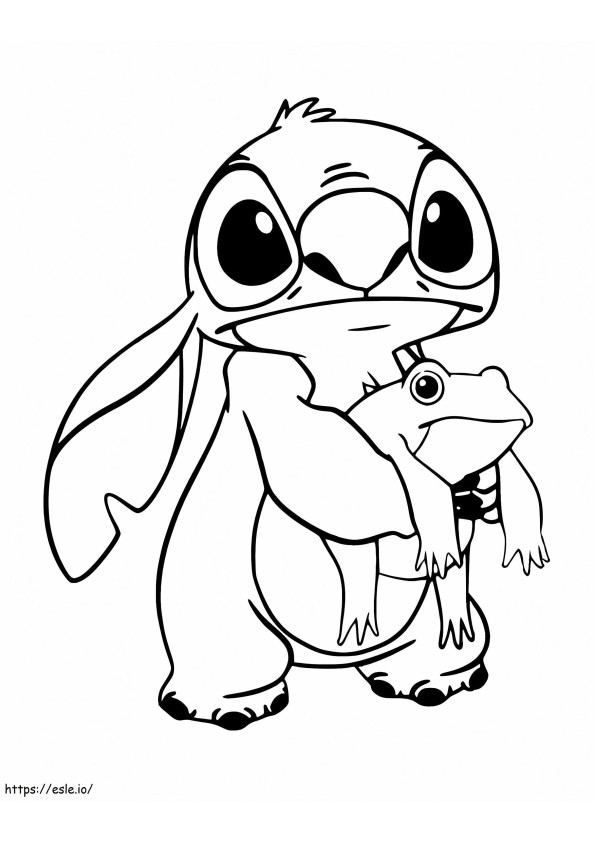 Stitch Holding Frog coloring page