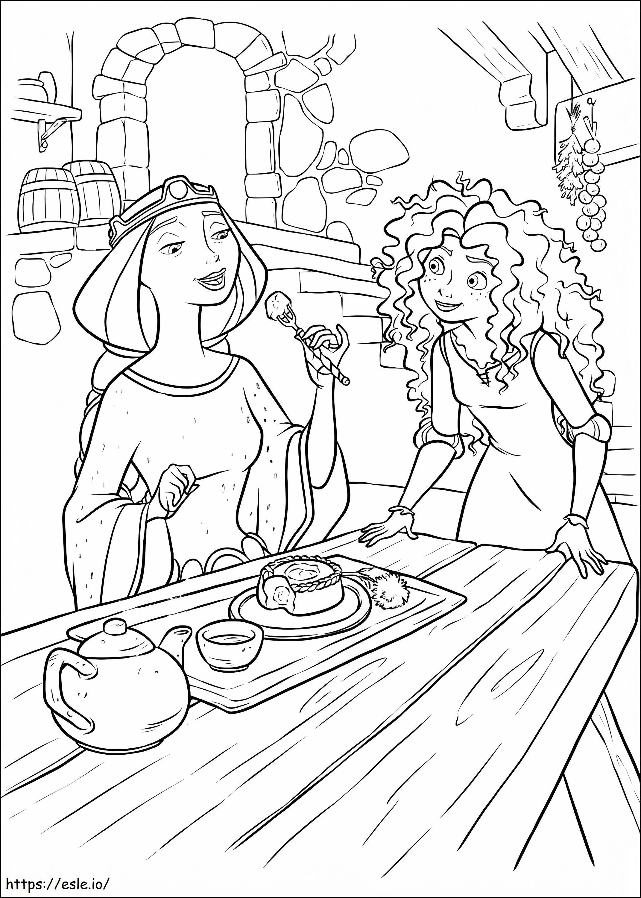 1534217999 Elinor Eating With Merida A4 coloring page
