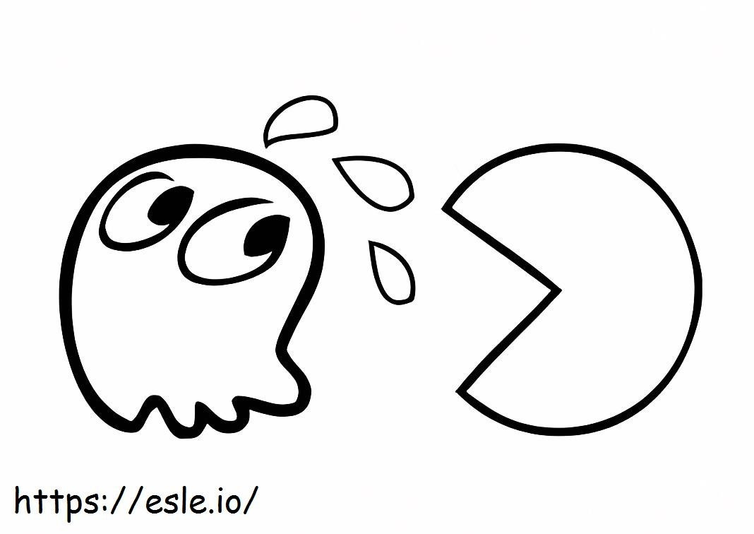Coloriage Pacman mangeant un fantôme à imprimer dessin