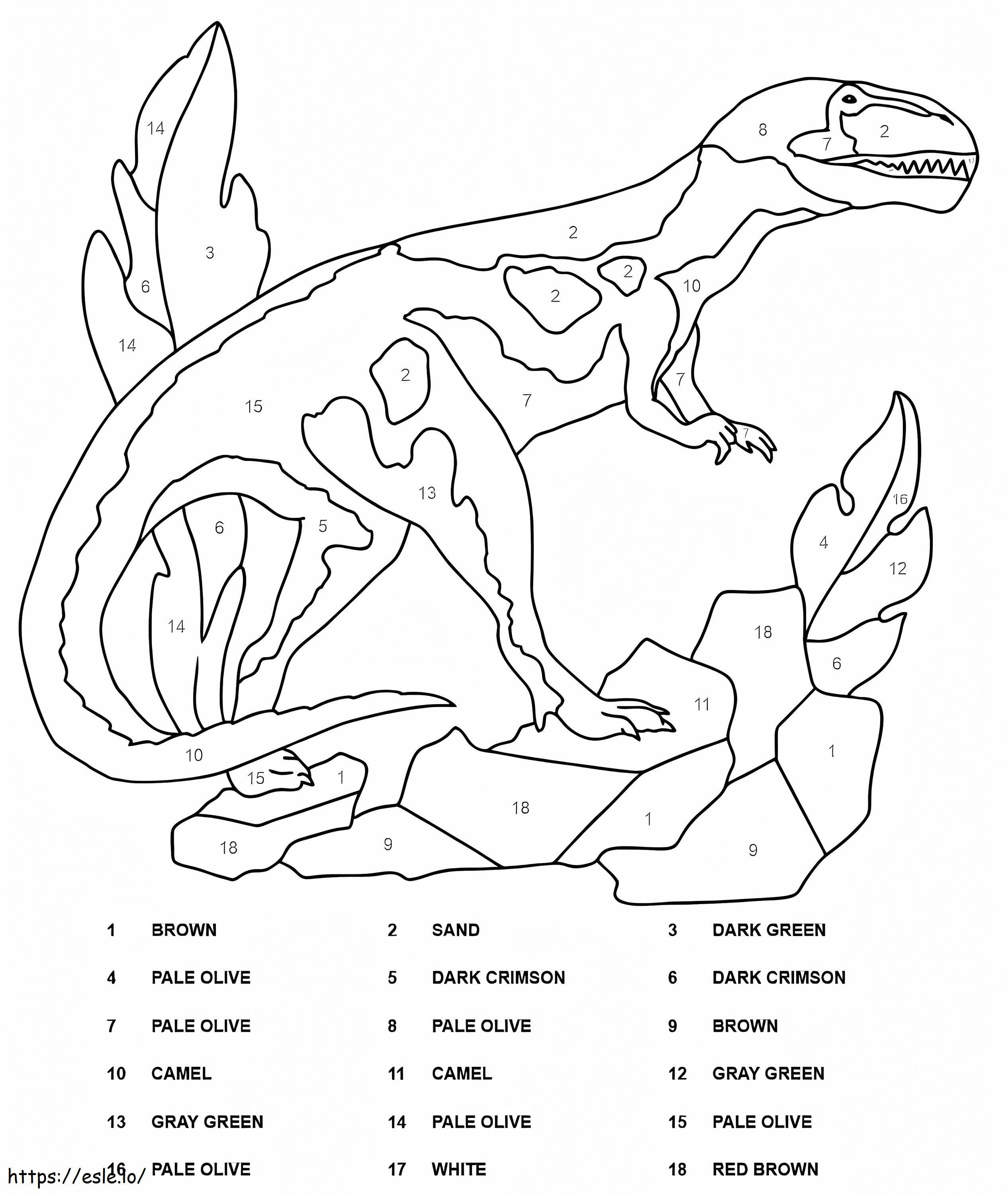 Tiranozaur culoare după număr de colorat