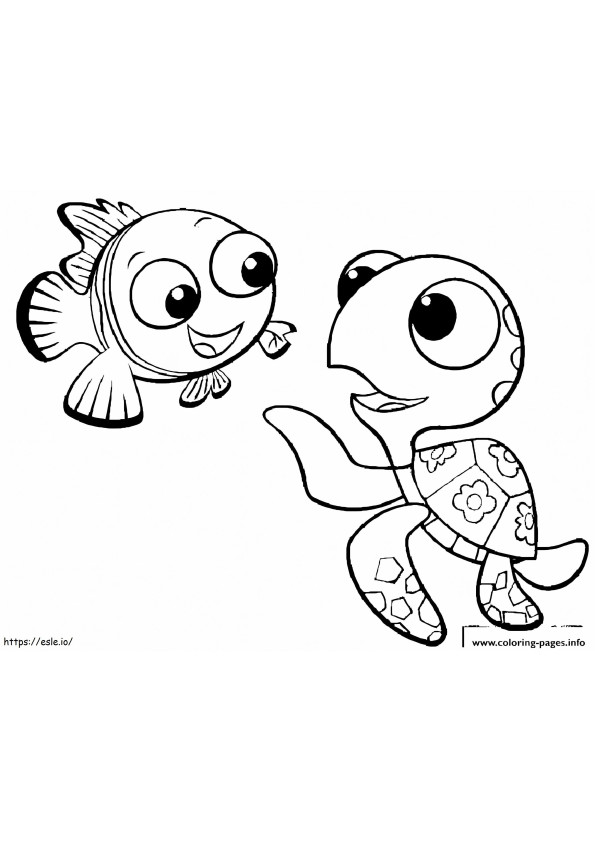 Nemo și broasca țestoasă de colorat