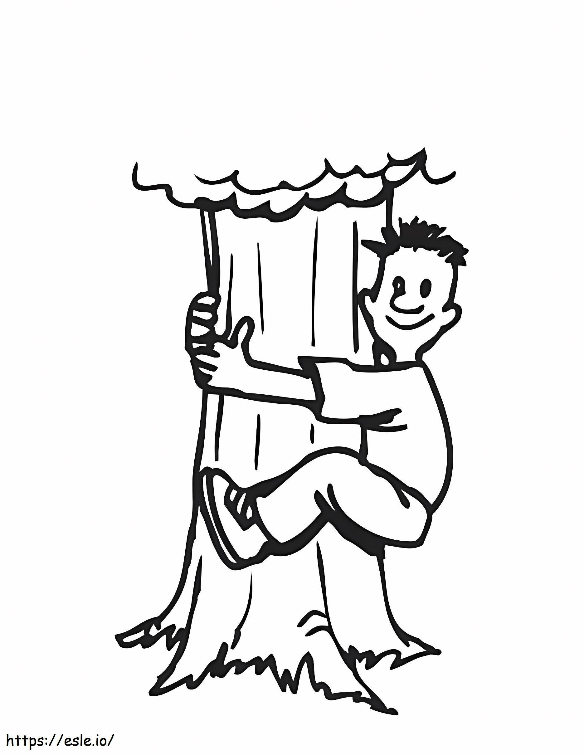 Człowiek wspinający się na drzewo kolorowanka