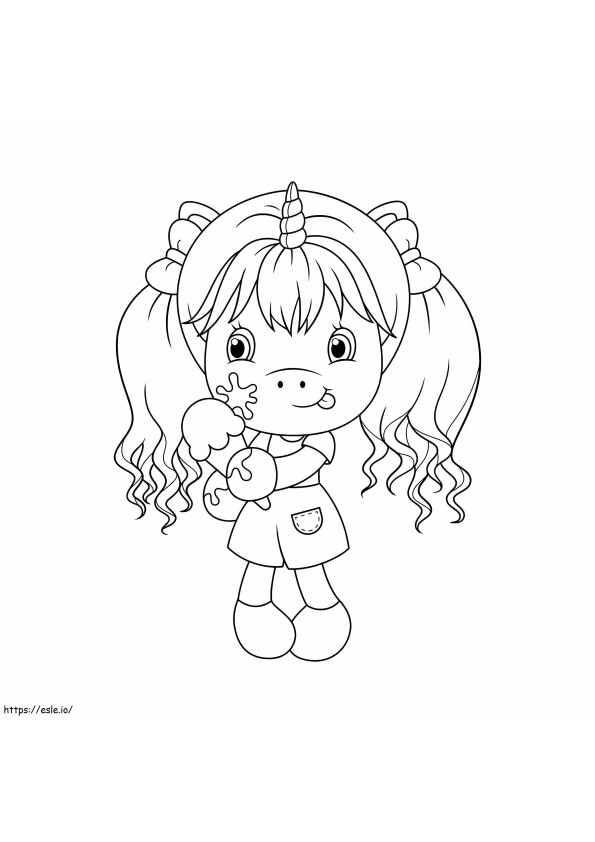 Cute Baby Unicorn With Ice Cream coloring page