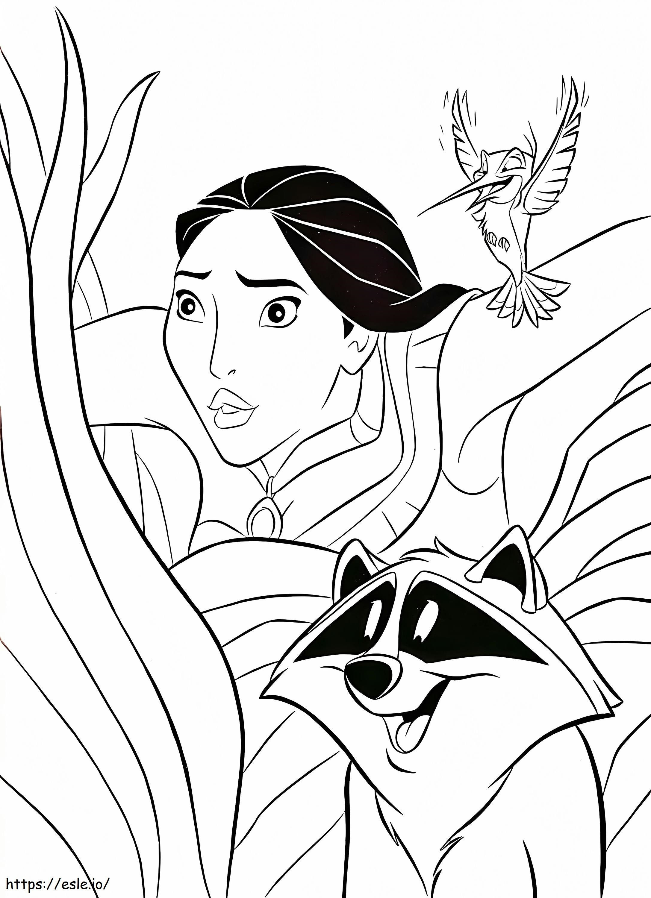 Pocahontas With Flit And Meeko 1 coloring page