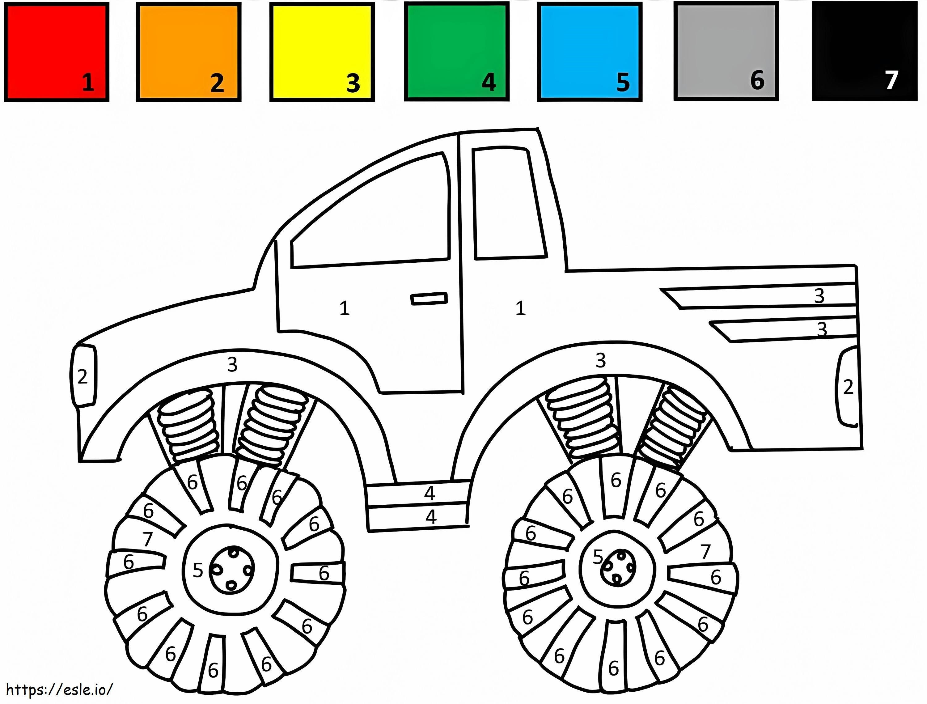 Cor do caminhão monstro por número para colorir