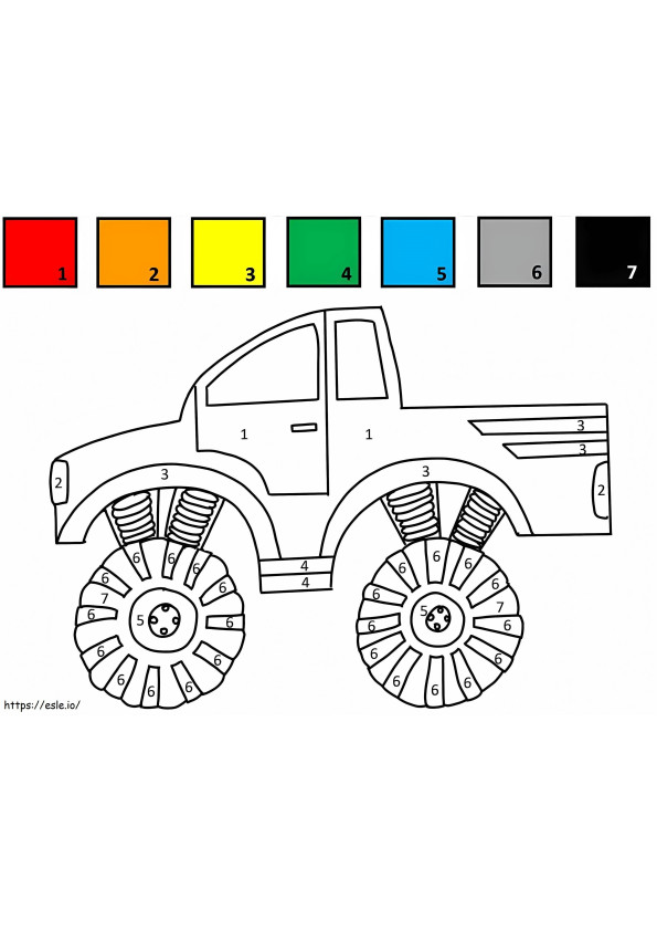 Cor do caminhão monstro por número para colorir