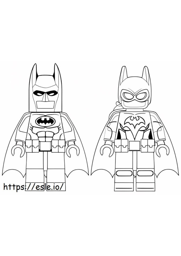 Lego Batgirl en Batman kleurplaat