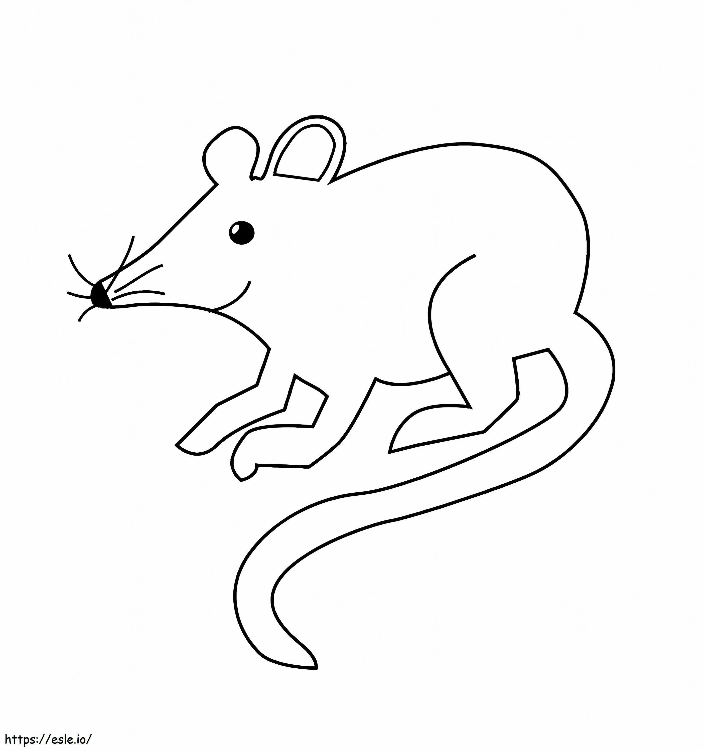 Rato de desenho animado fácil para colorir