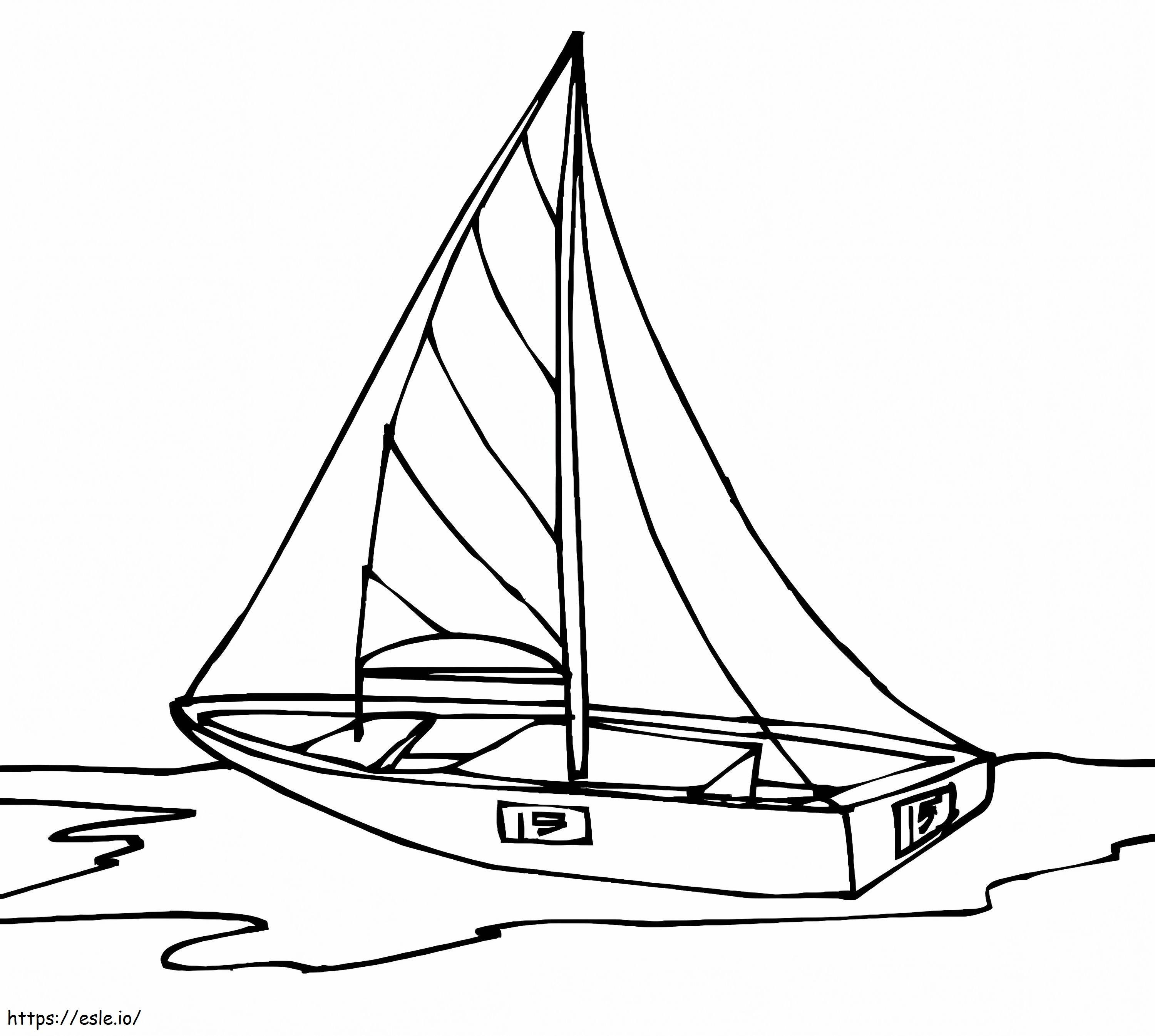 Um barco à vela para colorir