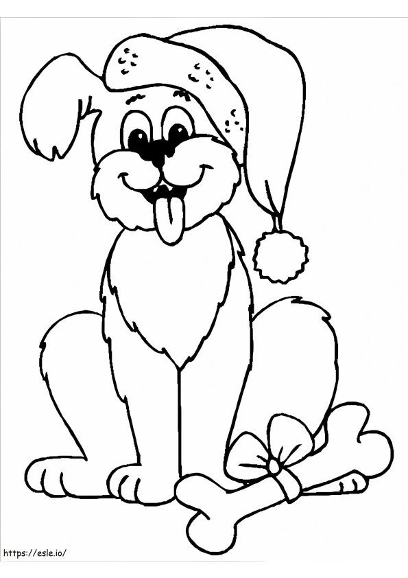 Happy Christmas Dog coloring page