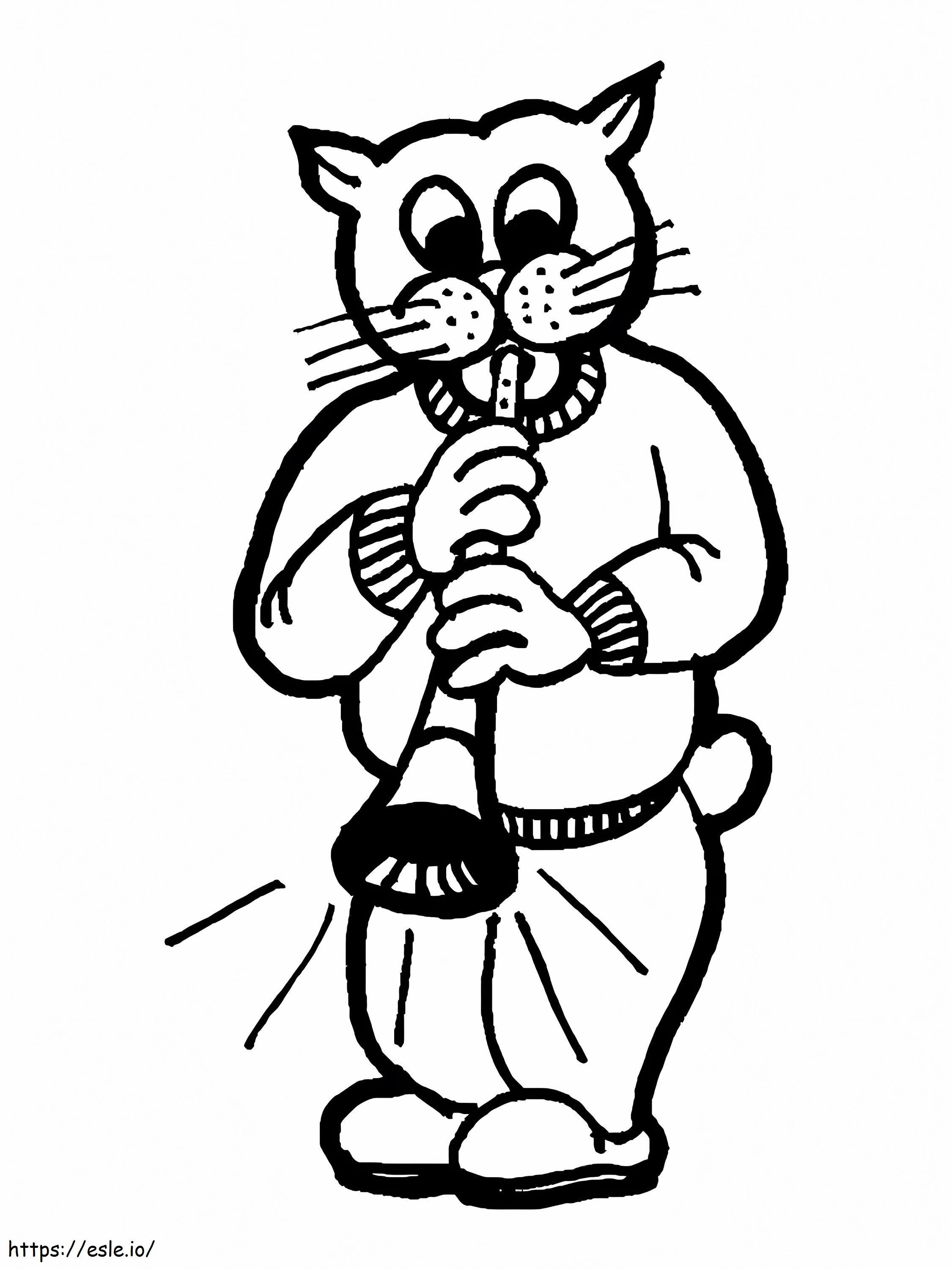 Coloriage Chat jouant de la clarinette à imprimer dessin