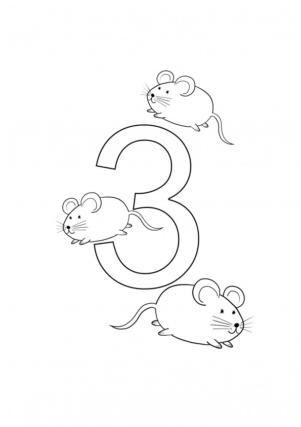 three mice coloring number and print for free