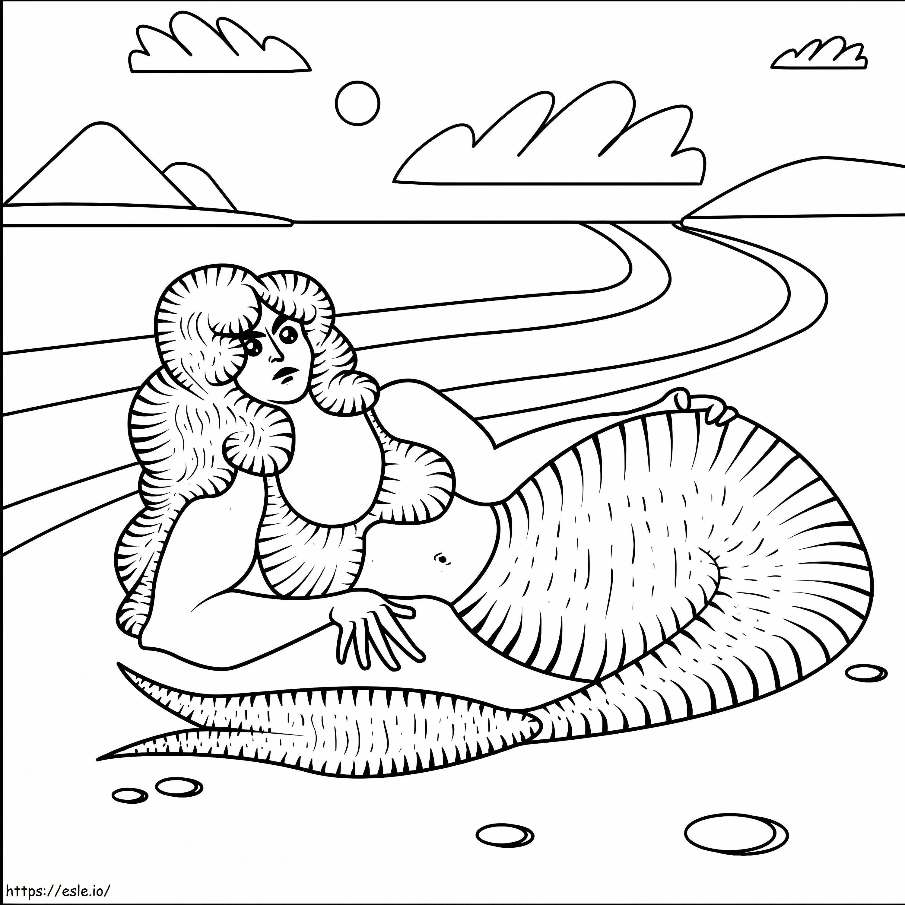 Mermaid On The Beach coloring page