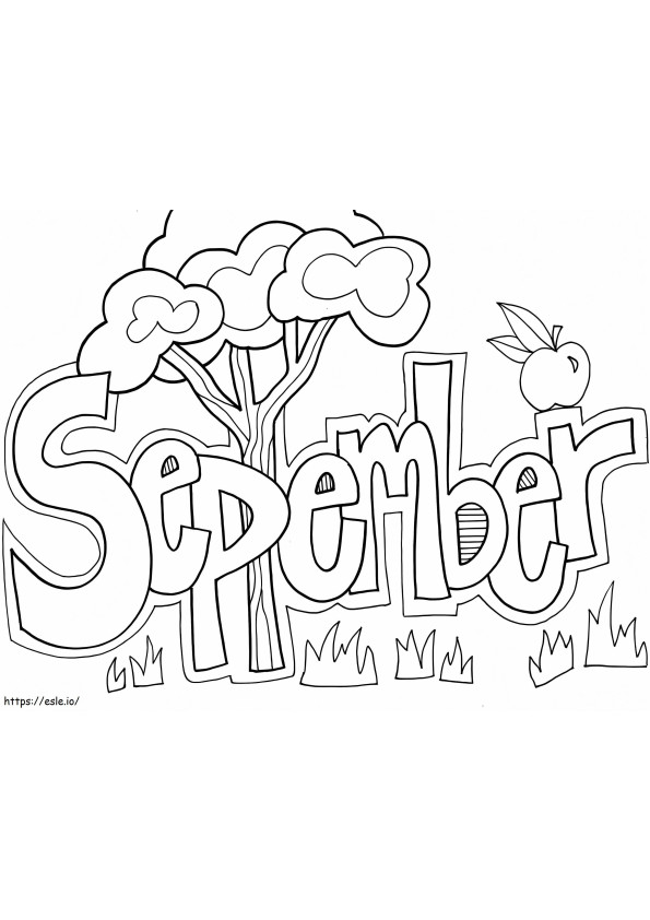 Welcome September With Tree coloring page