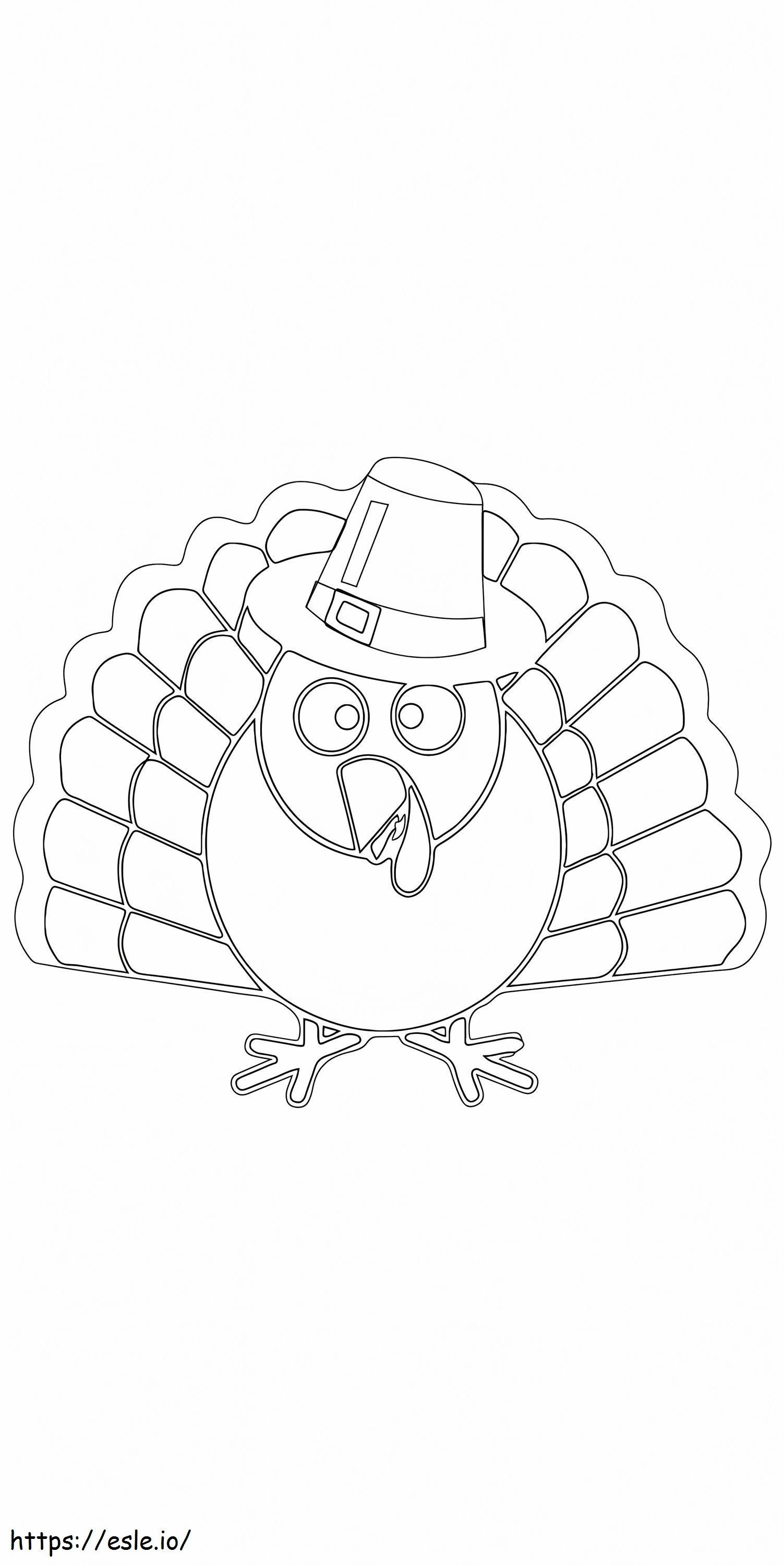 Turkey In Pilgrim Hat coloring page