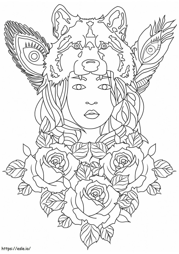 Beautiful Wolf Girl coloring page