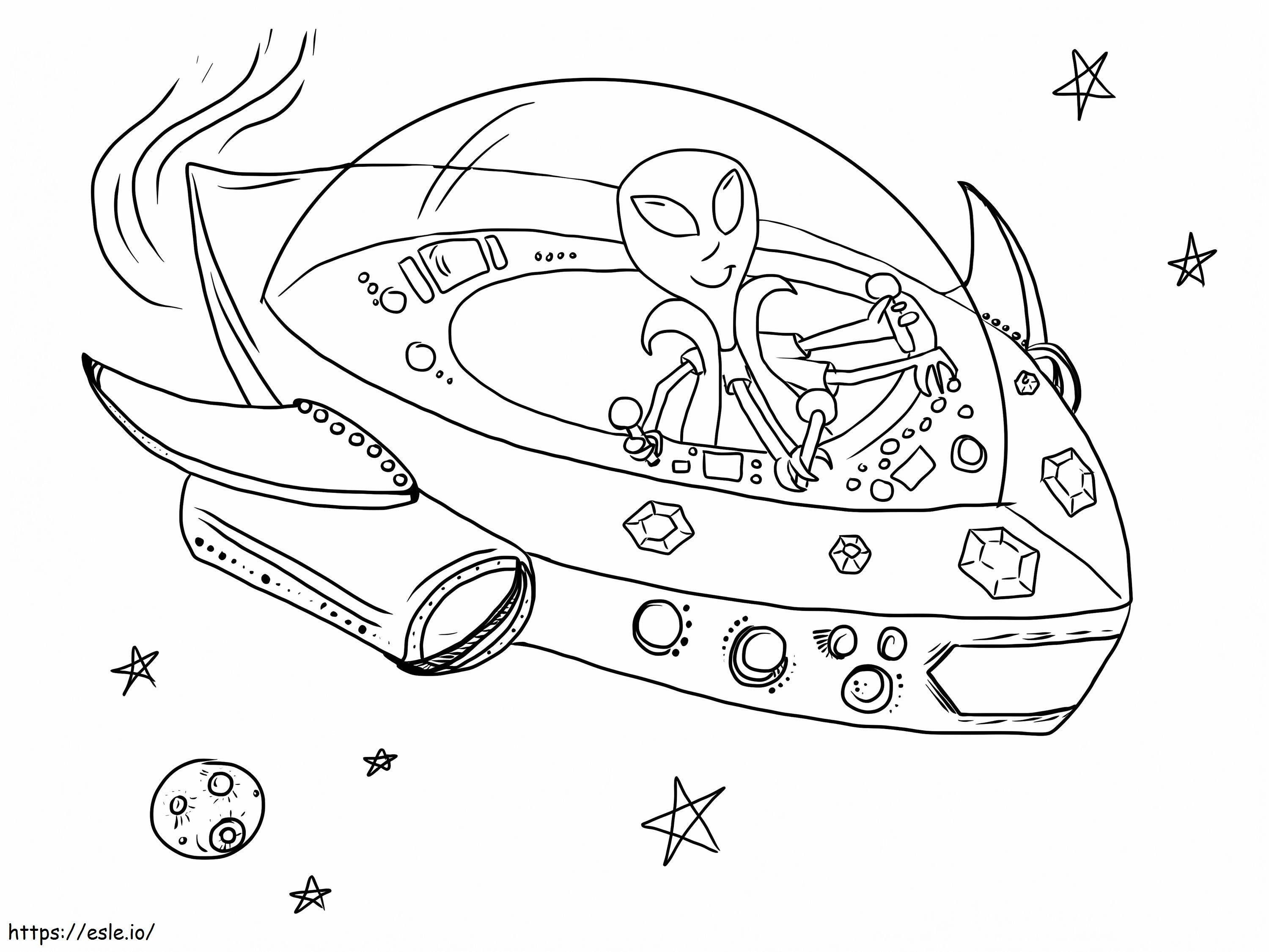 Alien In UFO coloring page