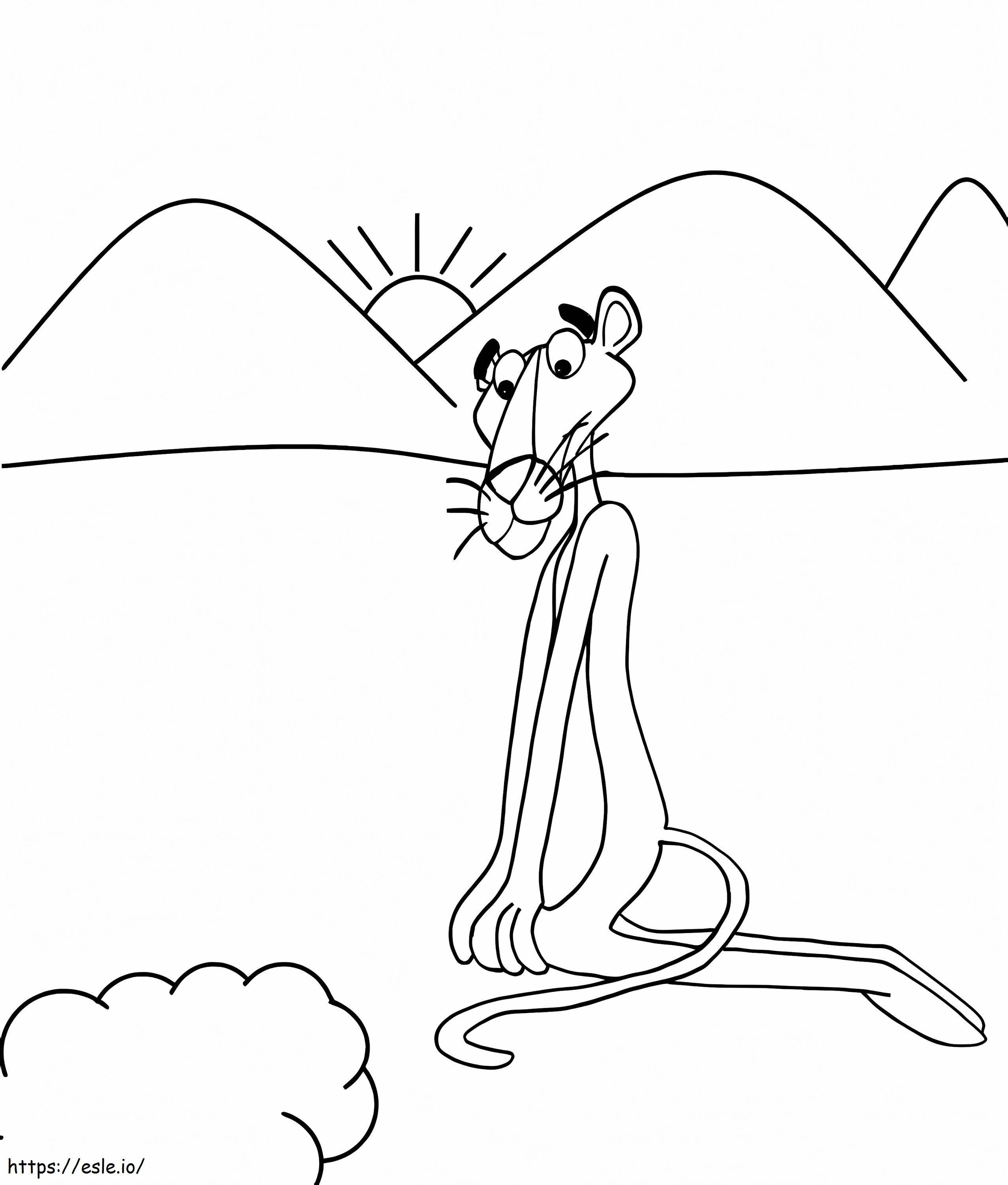 Pink Panther And Mountain coloring page