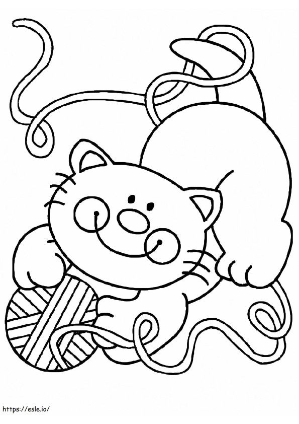 The Cat Is Playing coloring page