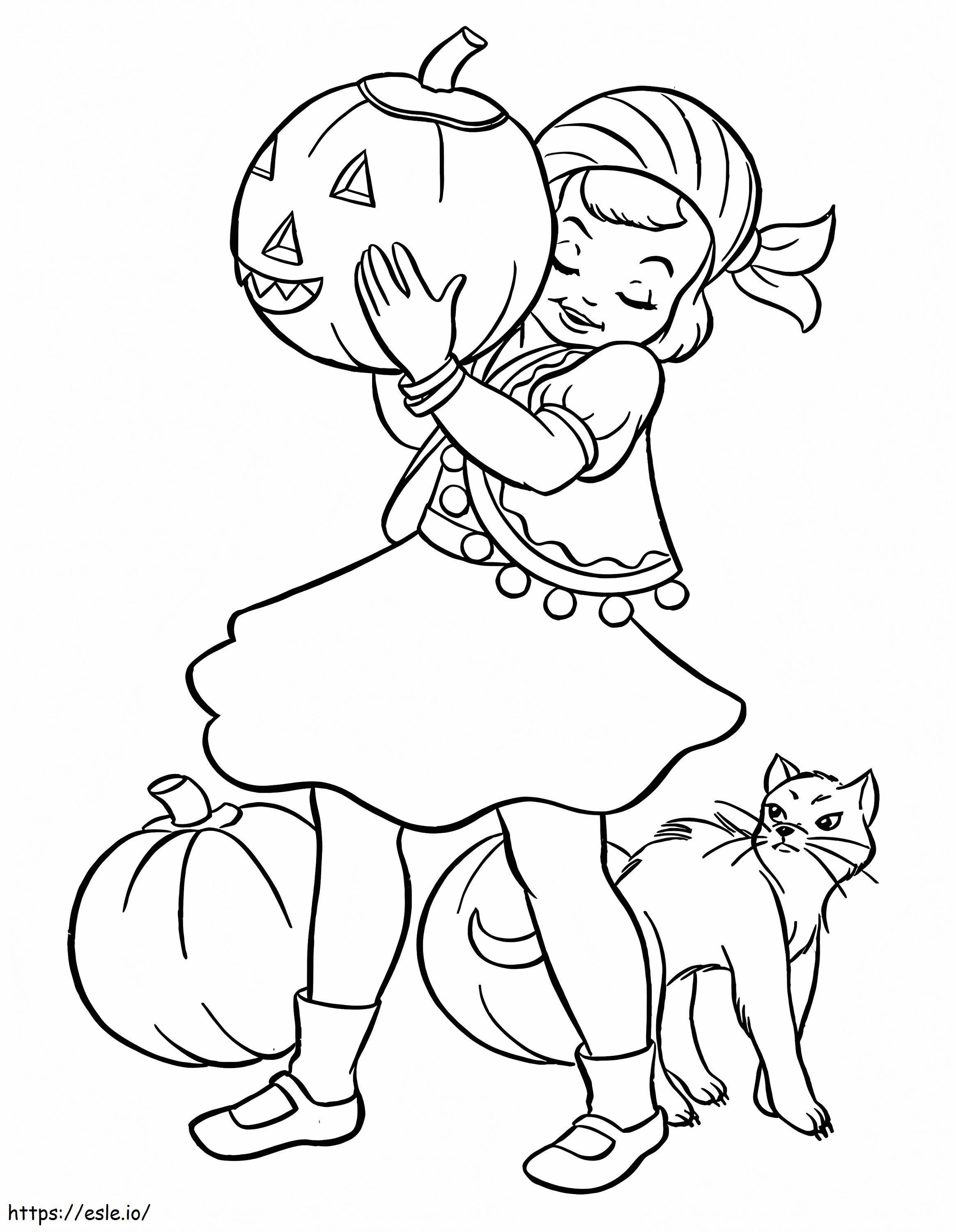 Cute Pirate Girl On Halloween coloring page