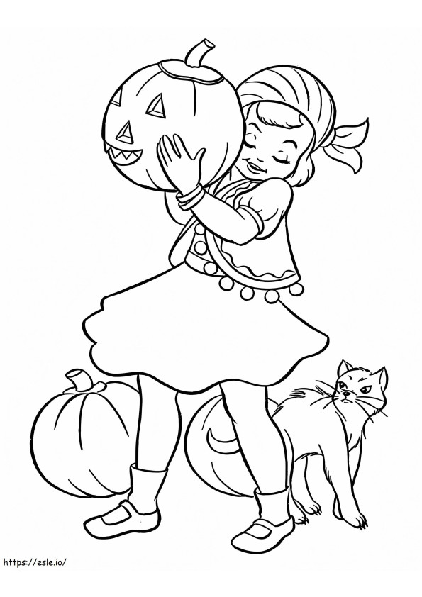 Słodka piracka dziewczyna na Halloween kolorowanka