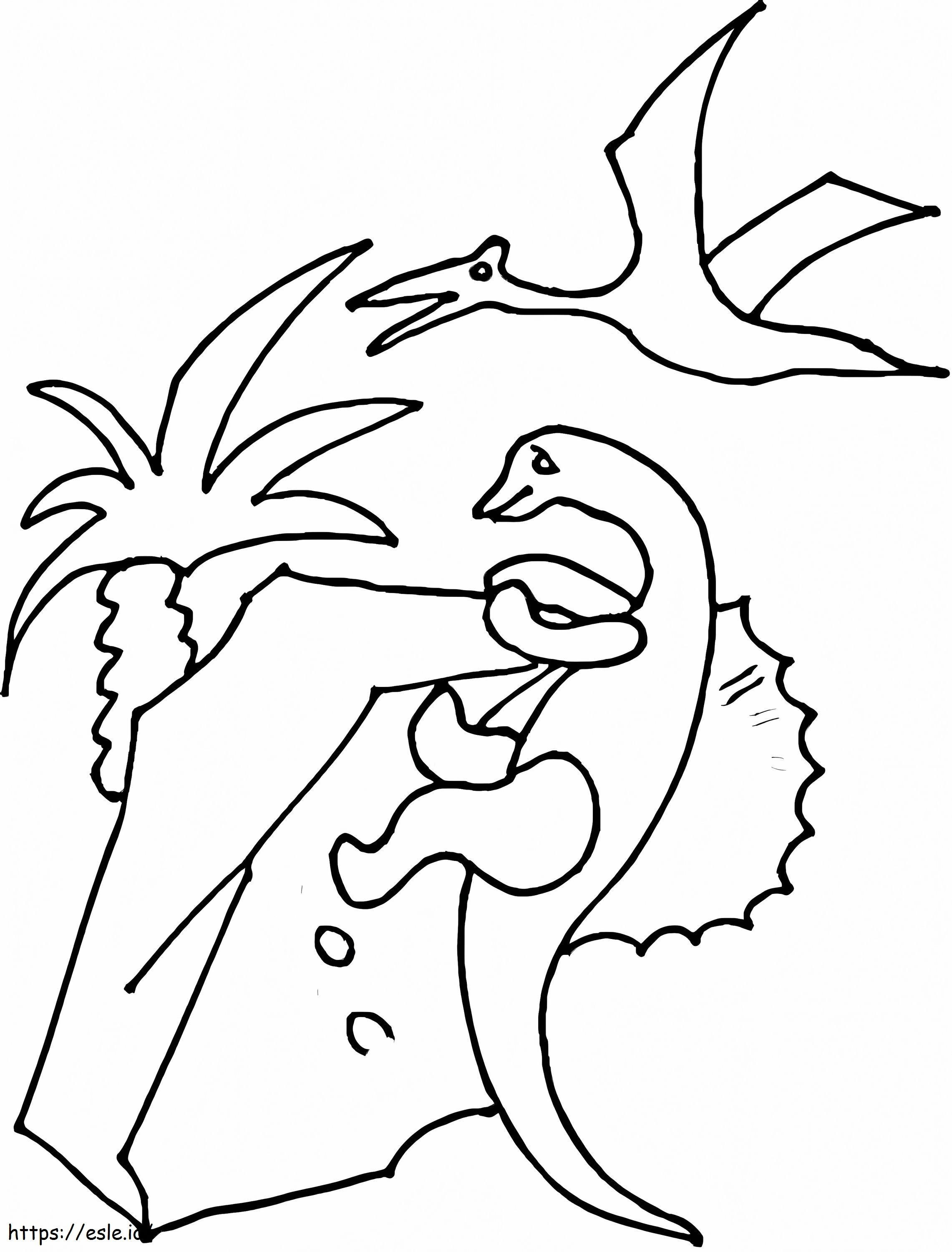 Pterodactyl Over Dinosaur coloring page