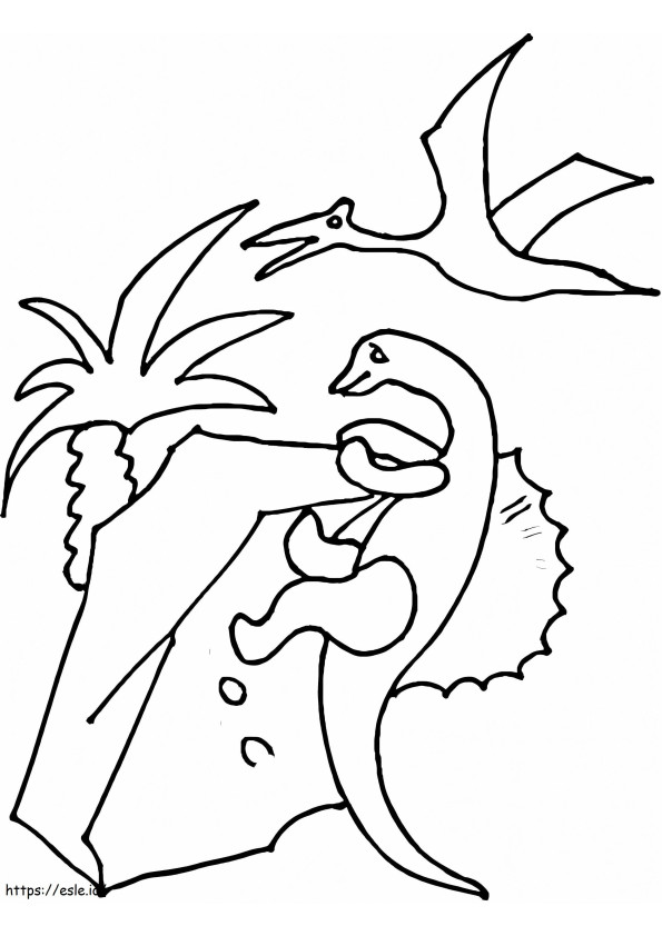 Coloriage Ptérodactyle sur dinosaure à imprimer dessin